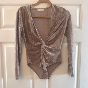 Velvet gold low cut body suit